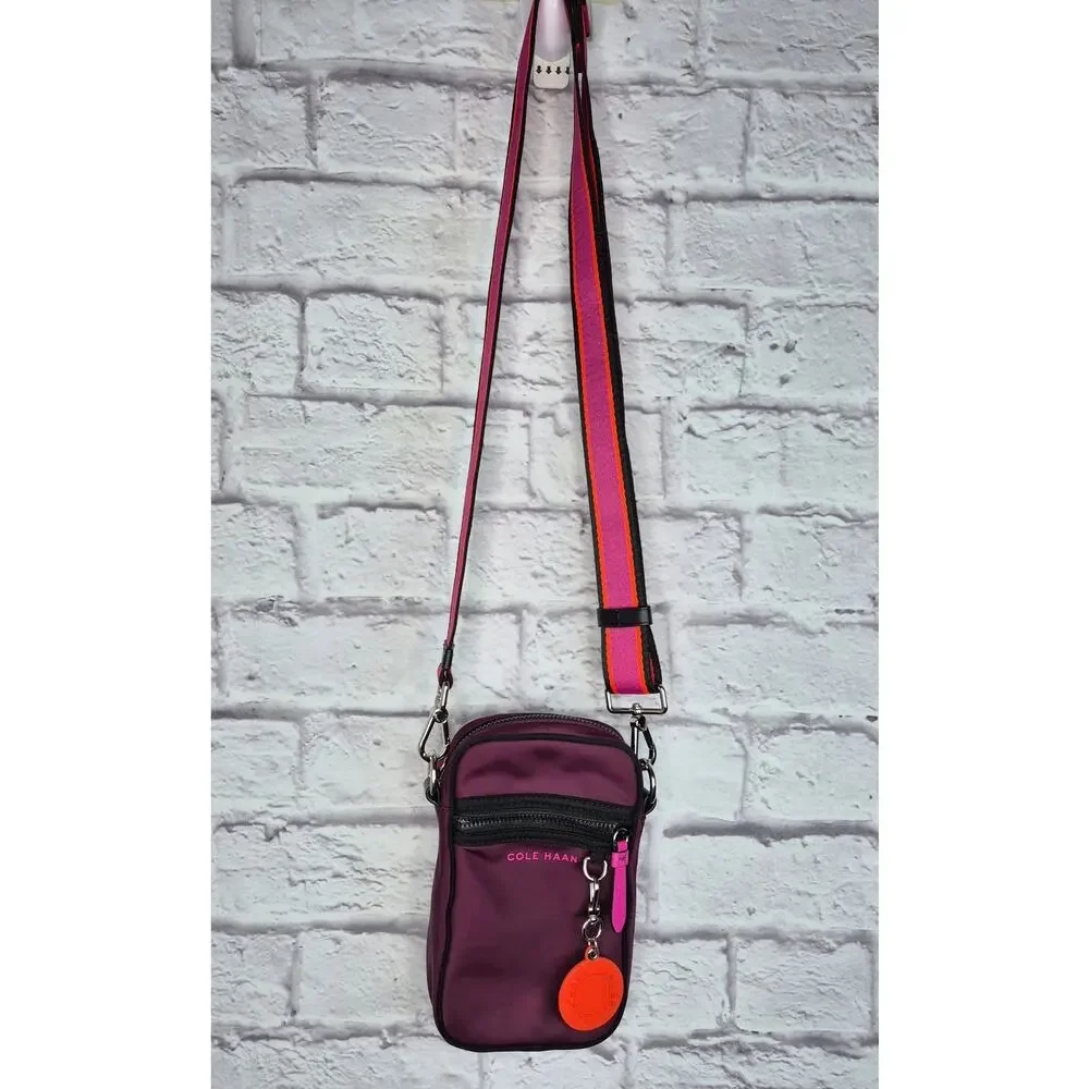 Cole Haan Nylon Convertible Backpack & Crossbody Travel Set Pink Purple - Picture 11 of 16